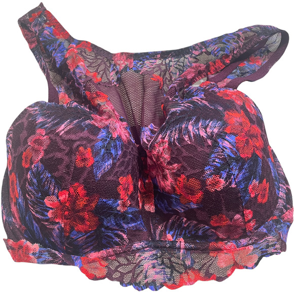 PINK Victoria's Secret Floral Lace High-Neck Push-Up Bralette Size Small - Picture 3 of 8